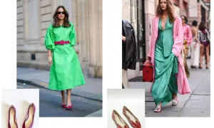 Con qué color de sandalias combina un vestido verde para lucir perfecta