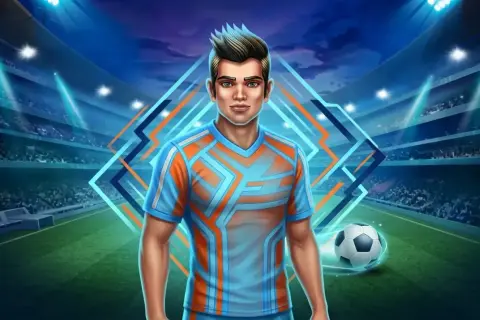 Futbolista en estadio, con balón. ¿Penaltis casino: diferencias entre habilidad y azar?