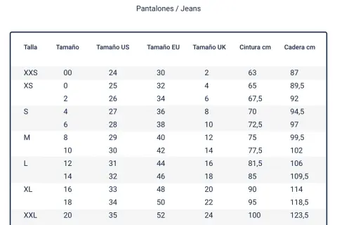 A cuánto equivale la talla 30 en pantalón de mujer y cómo elegir bien