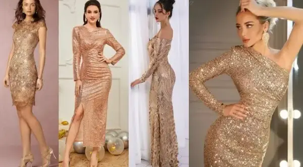 Con que combinar un vestido dorado para lucir espectacular en cualquier ocasión